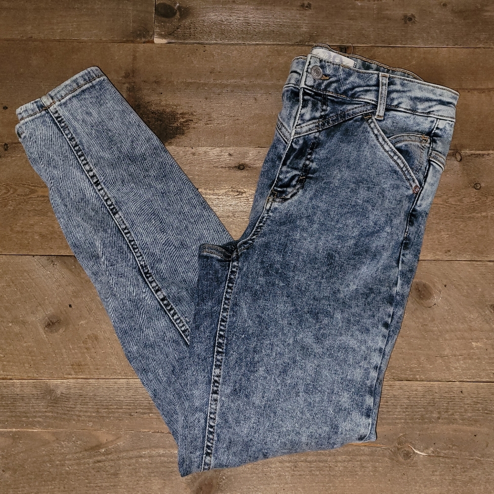 Free People Riley Acid Wash High Rise Seamed Skinny Jeans